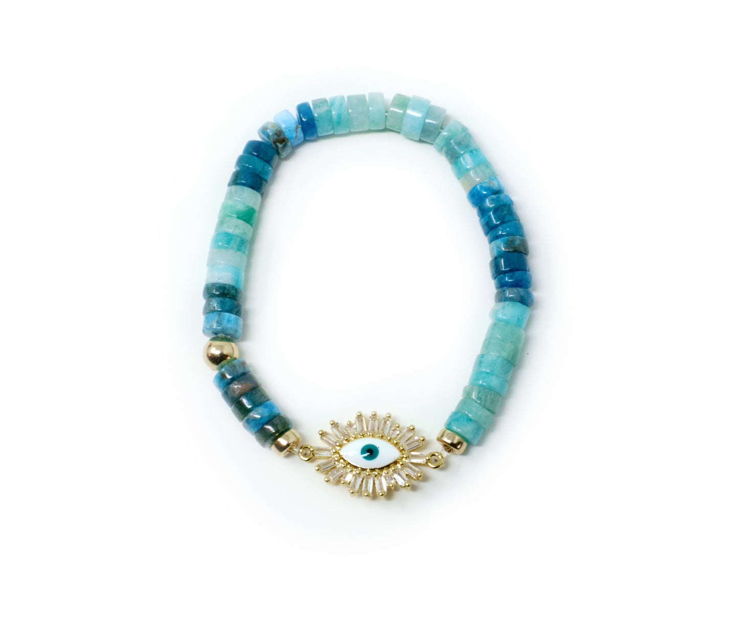 MOTIVATE + PERFECTLY ME Blue Apatite and Amazonite Eye of Protection 14k Gold-Filled Bracelet